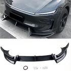 Front Bumper Lip Splitter Spoiler Carbon Fiber Look For Tesla Model Y 2025 2026