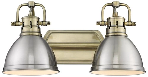 Duncan 16 1/2" Wide Aged Brass and Pewter 2-Light Bath Light - Picture 4 of 6