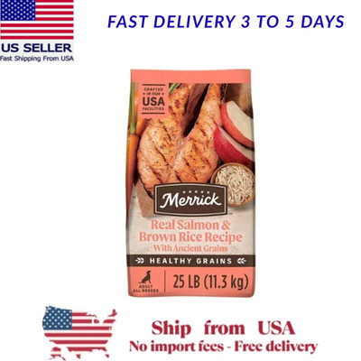 Merrick Healthy Grains Real Salmon & Brown Rice Recipe Dry Dog Food, 25-lb