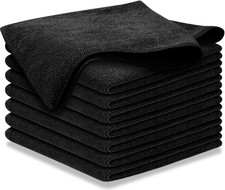 Premium 300GSM Microfiber Cleaning Cloth - 12.5x12.5 High 8 pack Black