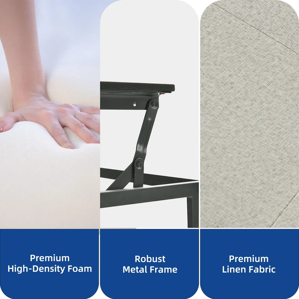 Sofá cama convertible 3 en 1 blanco 55" sofá cama sofá futón de lino Foto 4 de 4