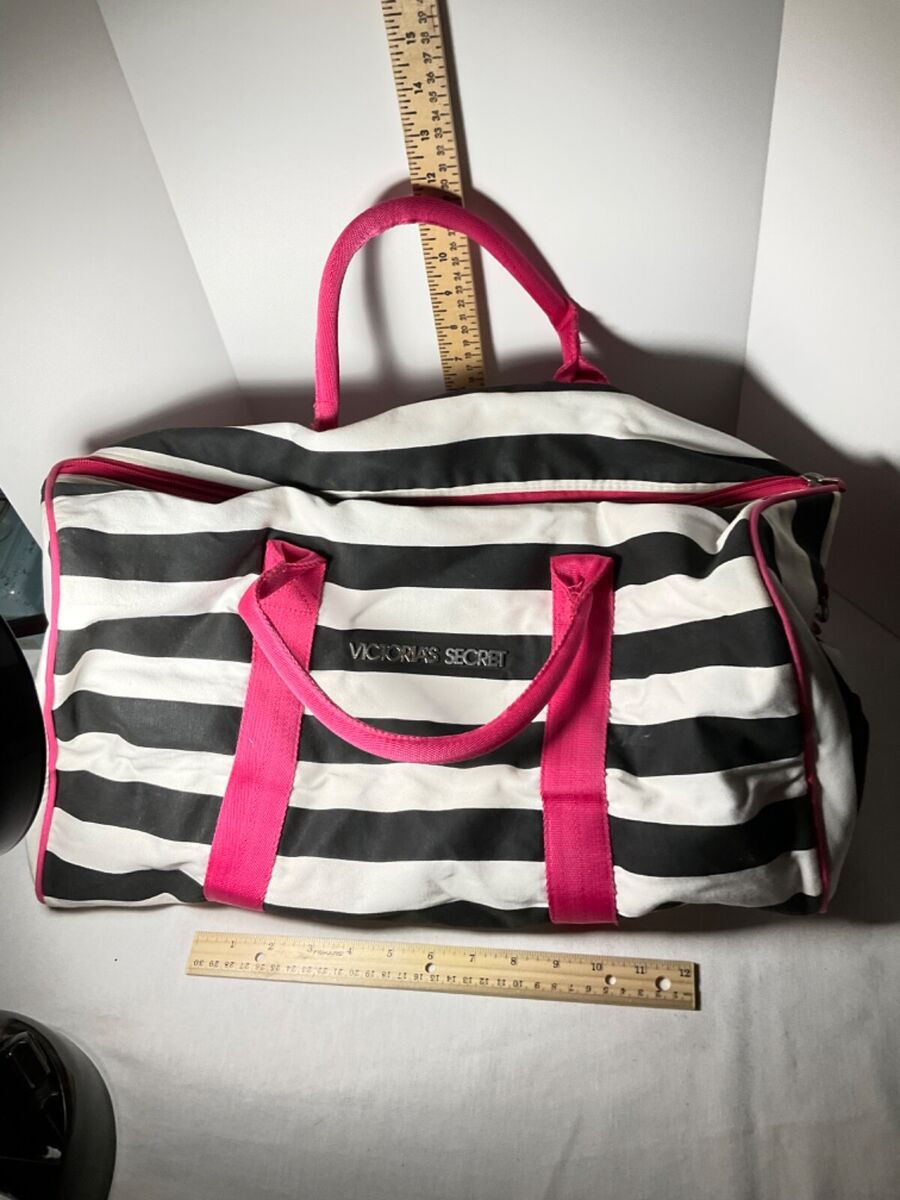 Victoria's secret black and white striped bag hotsell