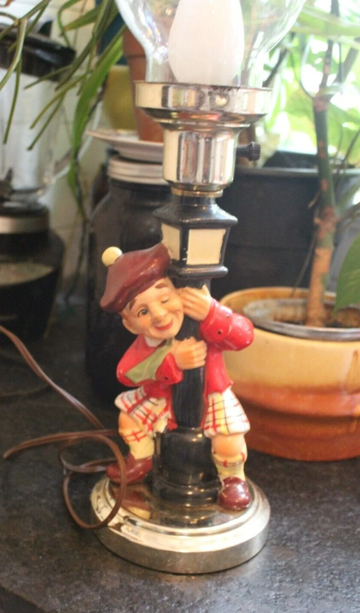 Vintage Mid Century Drunk Drunken Scottish Man Lamppost Bar Light Lamp Works