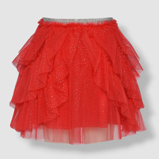 58 Hannah Banana Kids Girls Red Tiered Ruffle A-Line Tulle Skirt Size 12
