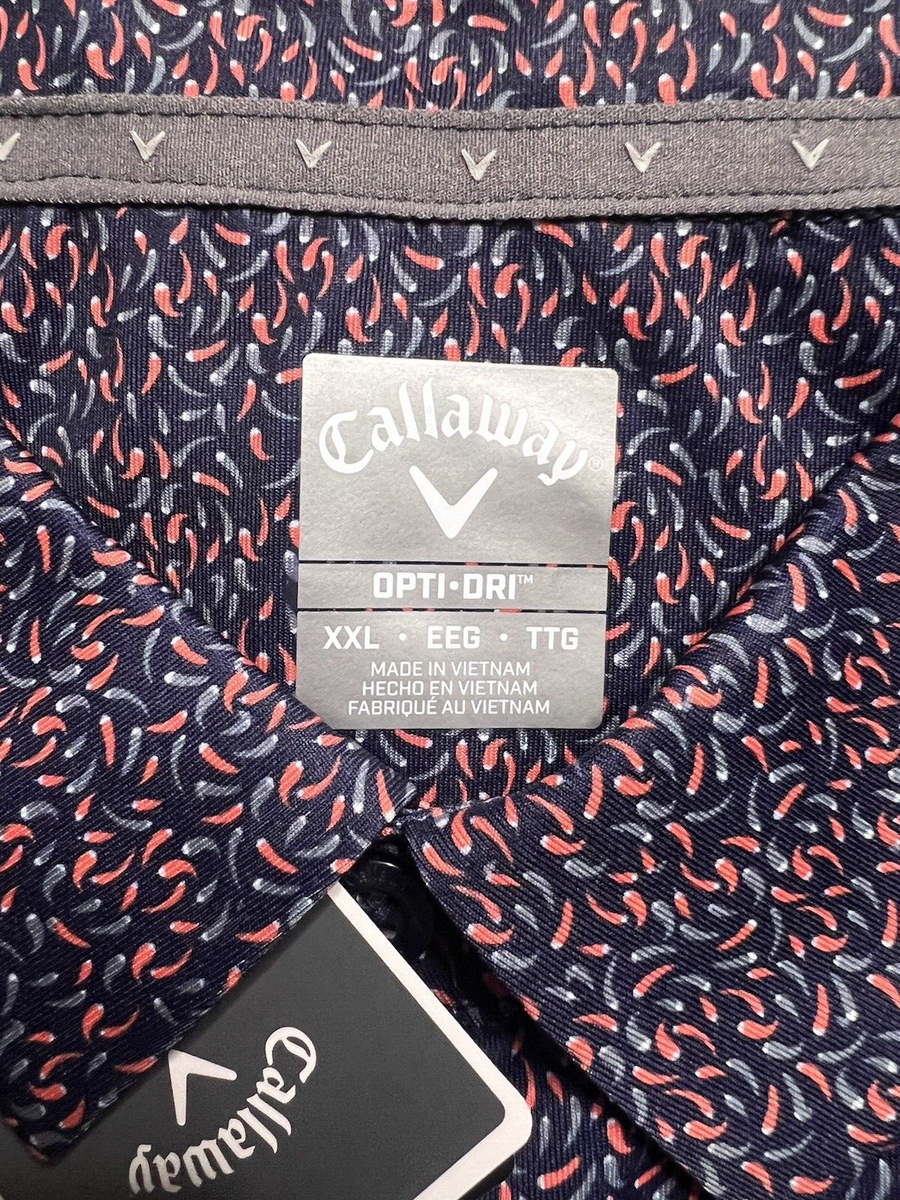 CALLAWAY MENS ALL OVER PRINT PEPPERS POLO GOLF SHIRT SIZE 2XL OPTI