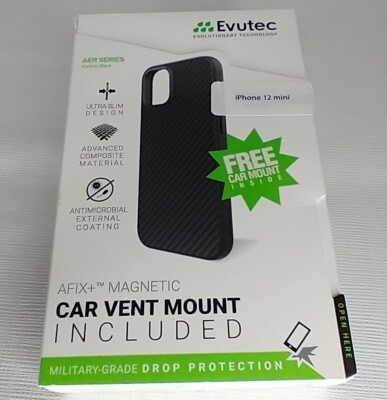 Evutec iPhone 12-Mini Karbon Black Ballistic Nylon Phone Case And Car Mount New