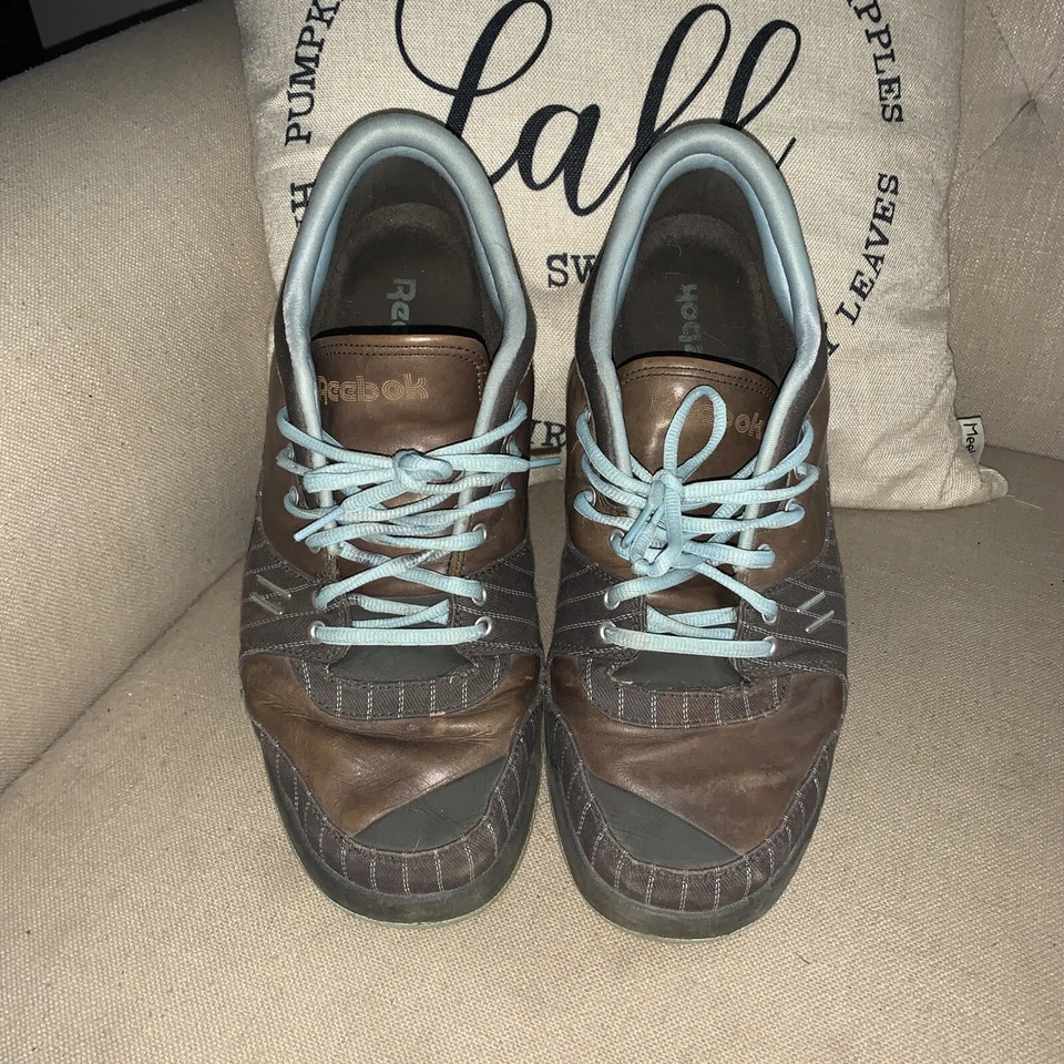 Sapato de skate Reebok couro marrom mais raro. Masculino tamanho 12. Forro azul RB 612 - Imagem 3 de 4