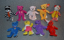 Lotof 9 2004 TY 25TH ANNIVERSARY TEENIE BEANIE BABIES MCDONALDS HAPPY MEAL TOYS