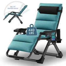 SLSY Folding Zero Gravity Chair Lawn Reclining Lounger Chair w/Mattress & Pillow