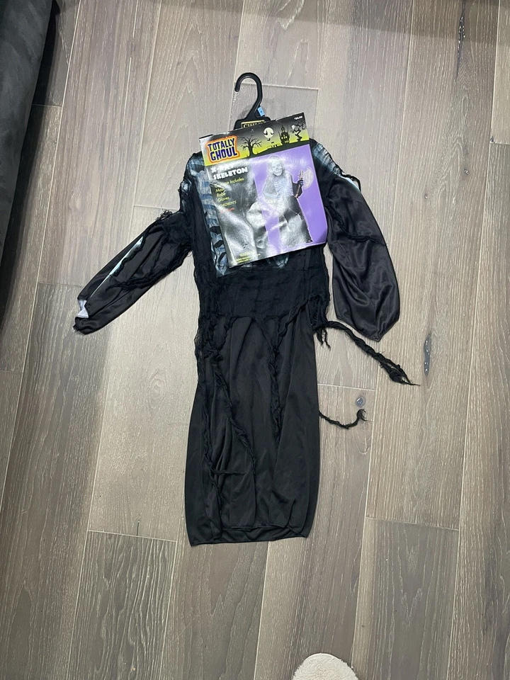 Disfraz de esqueleto de rayos X Totally Ghoul. Nuevo con etiquetas. Máscara, bata, guantes talla mediana Foto 2 de 2