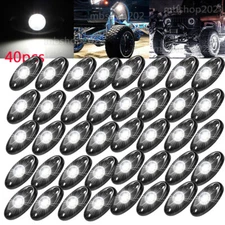 40xWhite LED Rock Lights Underbody Trail Rig Glow Lamp Offroad SUV Pickup Truck