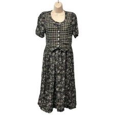 Vintage 90’s Women 9/10 All That Jazz Floral Plaid Vest Midi Dress Made Mexico