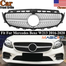 Front Grille W/ Camera For Benz W213 E Class E350 Sedan 2016-2020 Diamond Style