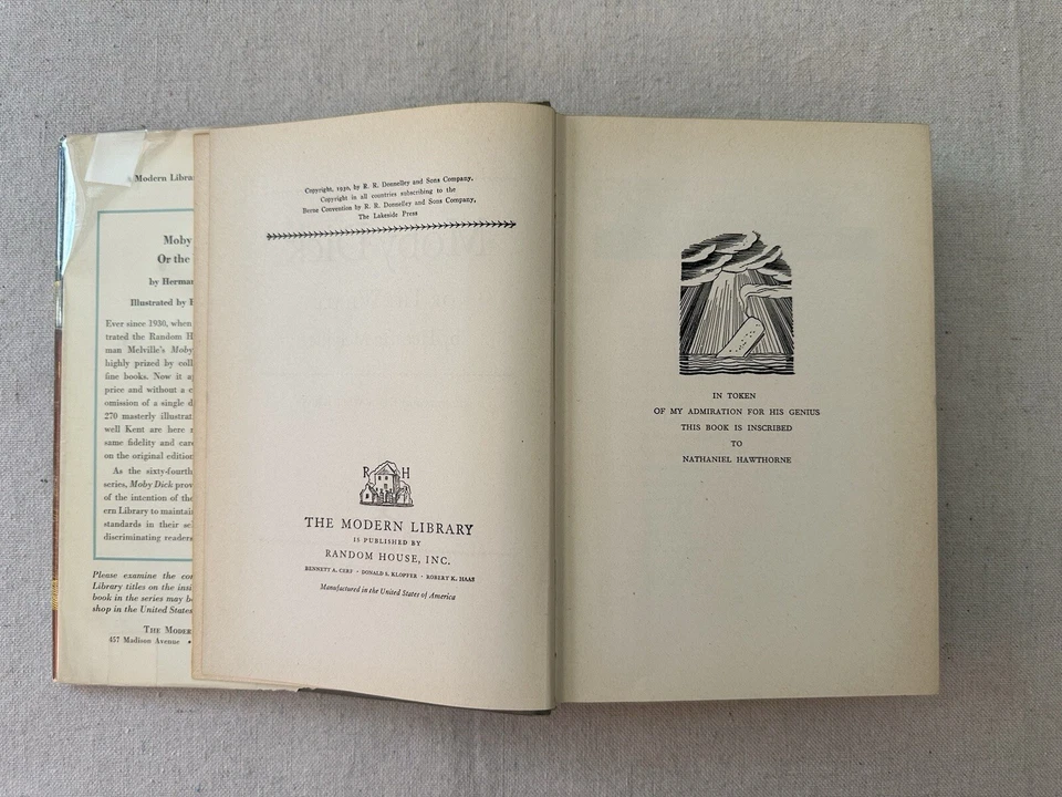 Vtg 1930 Moby Dick Book Herman Melville Classic Rockwell Kent Sea Story Novel Foto 2 de 4
