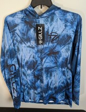 Gillz Tournament Series LS UV Fishing Pullover Hoodie Ventilated Blue Mens Sz S