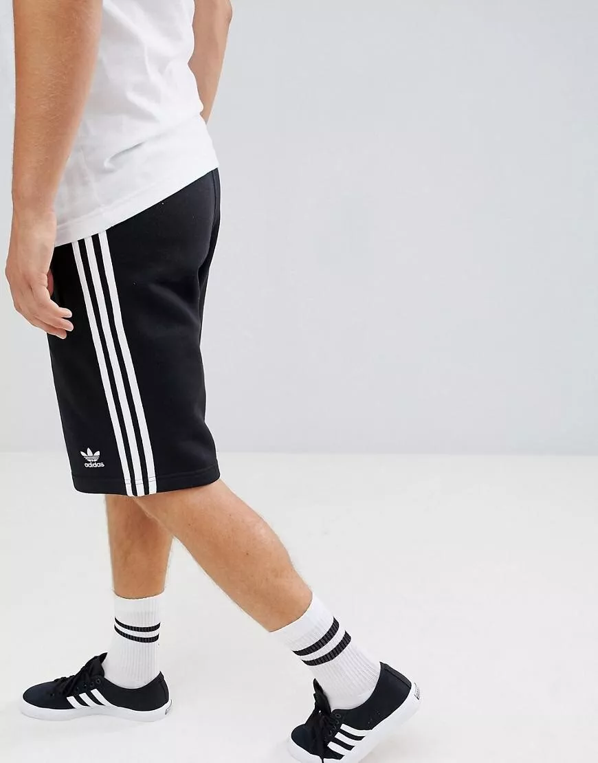 Adidas Black Fleece - Medium DH5798 3-Stripe eBay Essentials - | NEW Sweat Shorts- Mens