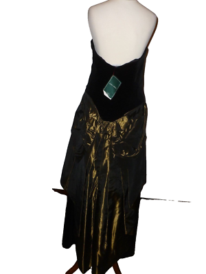 VINTAGE LAURA ASHLEY BLACK COTTON VELVET DRESS WITH GOLD BOW/ BUSTEL UK 12  | eBay