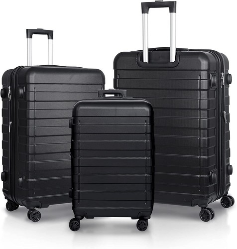 Buy Expandable Luggage Set 3 Piece 21″26″30″ Black Hardshell Suitcase with TSA Lock – Best Price & Deal