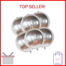 KatchOn, Large Silver Disco Ball Balloons - 22 Inch, Pack of 6 | Foil Disco Ball
