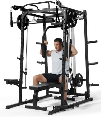 Smith Machine 2000 LBS Strength Training Power Cage Machine For Home Gym Workout