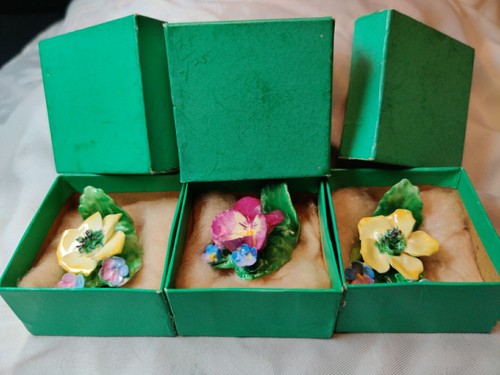 Vintage 3 piece -Coalport Bone China -Name PLACE CARD Holder -Flower -ENGLAND - Picture 12 of 13