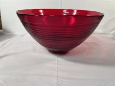 Large Ruby Red Glass Salad Pasta Bowl 12 in. Diameter