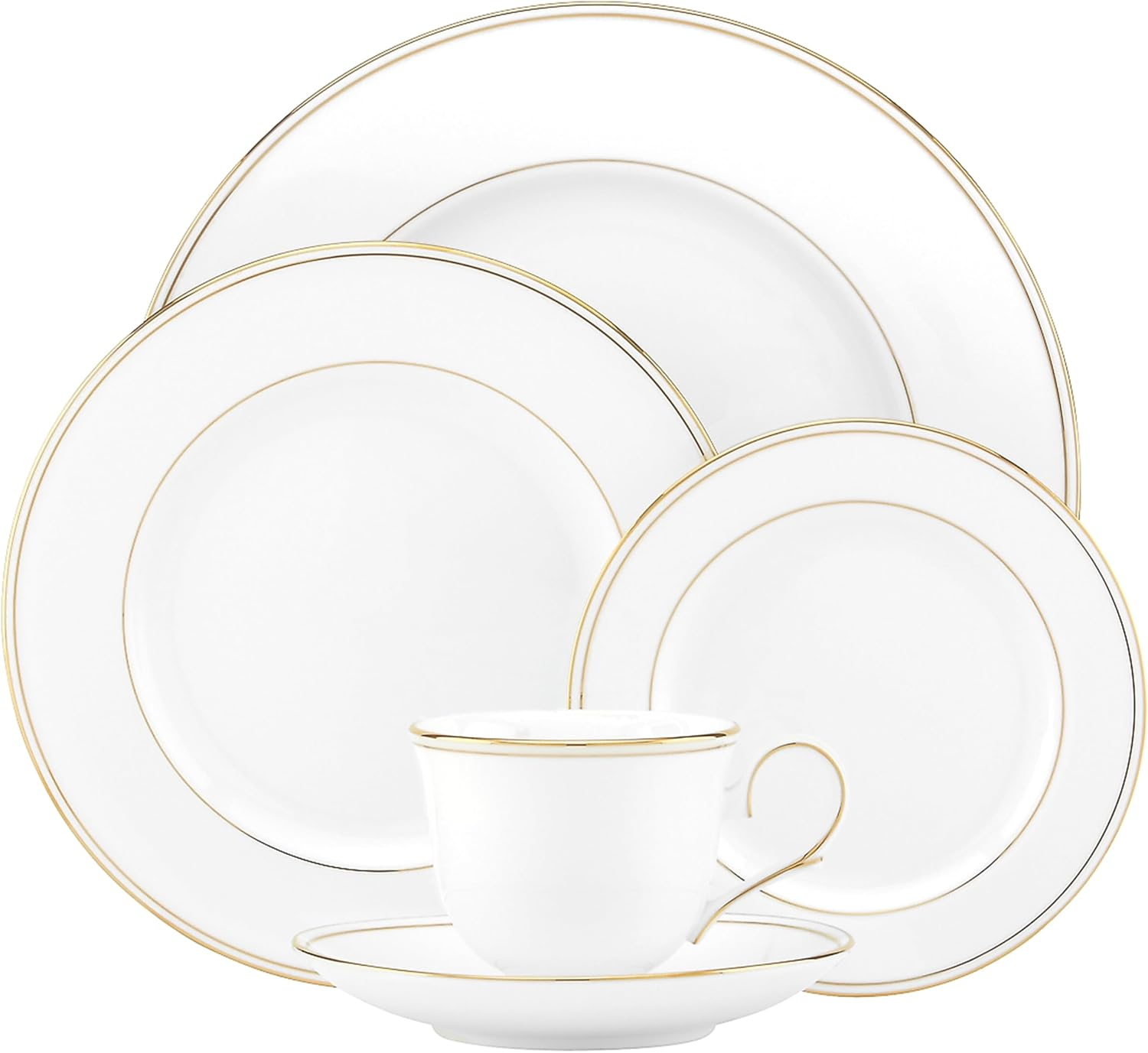 5-Piece Place Setting Federal Gold, White