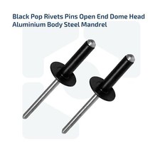 3.2MM 4MM 4.8MM BLACK POP RIVETS ALUMINIUM BODY STEEL MANDREL OPEN END DOME 42