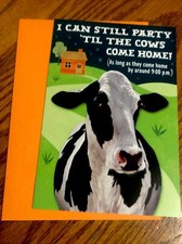 Happy Birthday Party Til The Cows Come Home 5&rdquo;x7&rdquo; Hallmark Greeting Card Funny