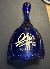 Fenton Art Glass bell Ohio bicentennial 1803-2003 with Marietta info  -pioneers