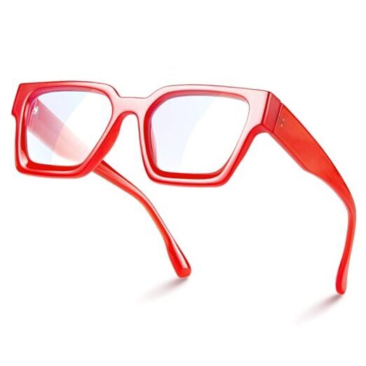 Blue Light Blocking Glasses for Women, Blue Light Glasses Coral Red Clear-image
