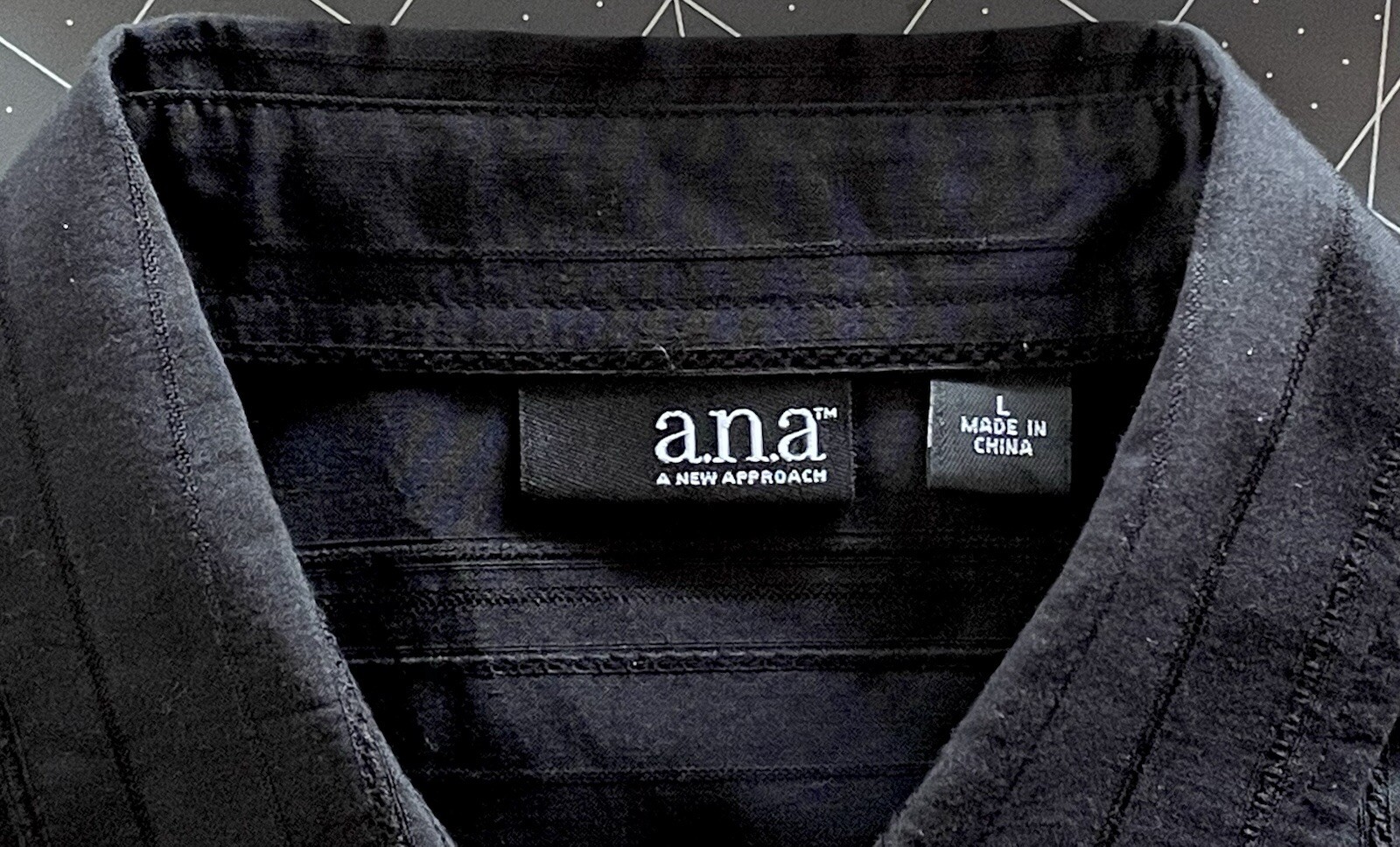 A.N.A. A New Approach Large L BLACK COTTON BLEND Button Front Shirt MUST HAVE!!