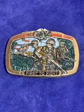 1982 The Great American Buckle Company US Marine Corps First To FIght Buckle