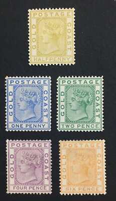 MOMEN: GOLD COAST SG #4-8 1876-84 CROWN CC P14 MINT OG H/1NG(4d) LOT ...