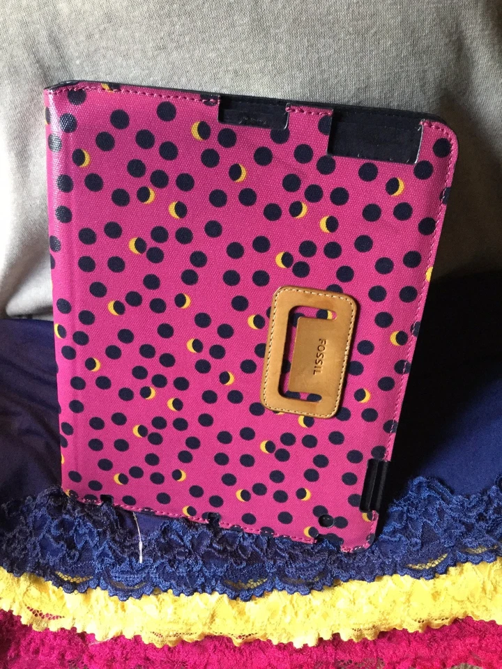 Fossil фуксия темно-синий в горошек мульти покрытие холст складной мешок Tech чехол рукав - Изображение 2 из 4