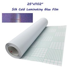 1 Roll 25"x1102'' Silk Cold Laminating Glue Film Adhesive Laminating Roll Film