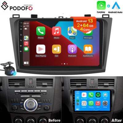 Für MAZDA 3 2010-2013 9'' Android 13 Autoradio CarPlay HD WIFI Bluetooth Navi GPS