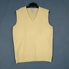 Angus MacBain Men's Wool Pullover Vest Vneck Sleeveless Yellow Actual Size L