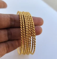 Solid Brass bangles, Twisted Rope Design bangles, Set of 7 Bangles For Woman R3