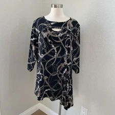 Attitudes by Renee Womens Plus 1X Petite Como Jersey Tunic Top Keyhole Neck