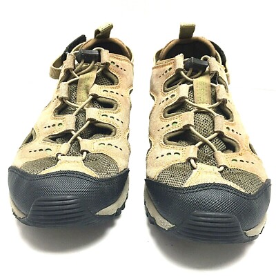 Lands End Womens Hiking Trek Sandals Tan Elastic Drawstrings Tread Size 6.5 D Us