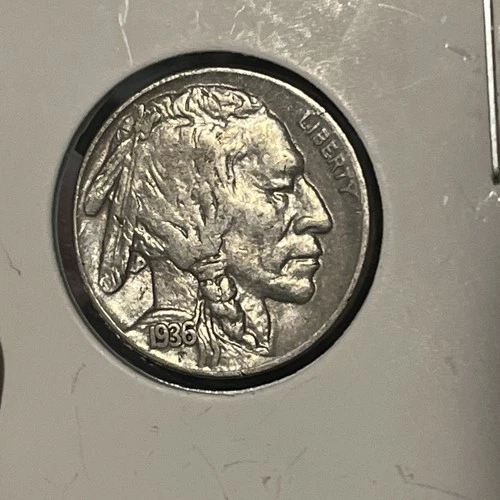 1936 Buffalo Nickel - Almost Uncirculated (AU) Sharp Horn!
