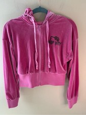 Forever 21 Hello Kitty Friends Zip-Up cropped Terry pink Hoodie size M