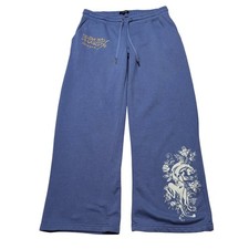 Ed Hardy Wide Leg Sweatpants Women's Large Y2K Grunge Flare