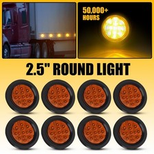 2.5 Inch Round Red Amber Side Marker Clearance 13 Led Trailer Truck Rv Lights
