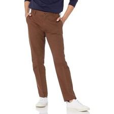 NEW Amazon Essentials Classic Men's Khaki Dress Pants Chinos 33X34 Dark Brown