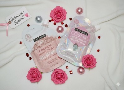  Freeman Valentine's Skincare Gift Set Pink Clay & Rose Quartz Peel Off Masks...