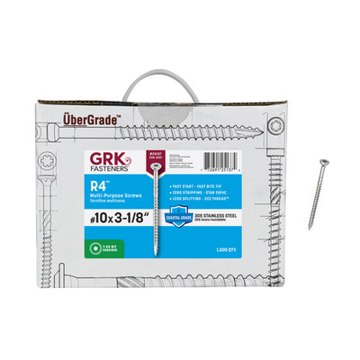 GRK Fasteners R4  305 Stainless Steel #10 x 3-1/8 Inch, Multi-Purpose Outdoor