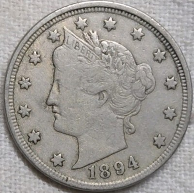 1894 Liberty Nickel F+ or VF. Free Shipping.  Breaking up a set.