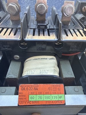KLOCKNER MOELLER STARTER DIL 6-22-NA 600V AC New No Box Old Stock